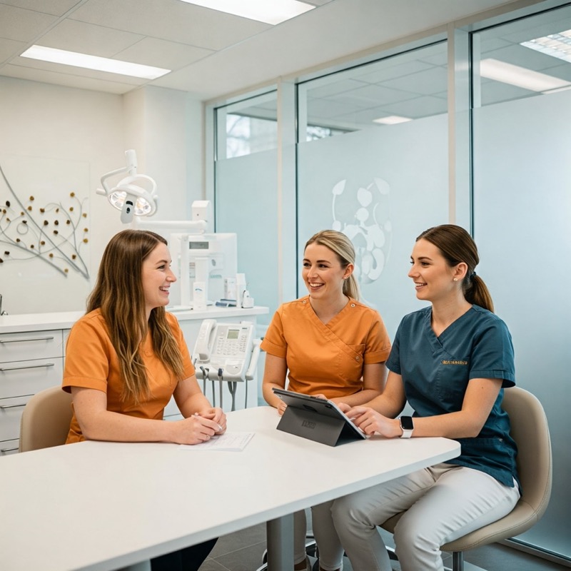 Zahnarzt bei der Arbeit mit moderner Technik